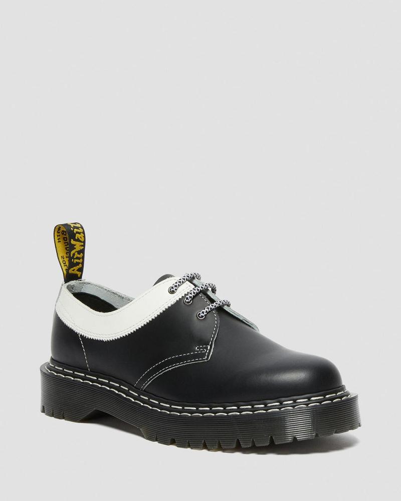 Dr Martens 1461 Bex Smooth Contrast Leren Oxford Schoenen Dames Zwart Wit | NL 451RVD